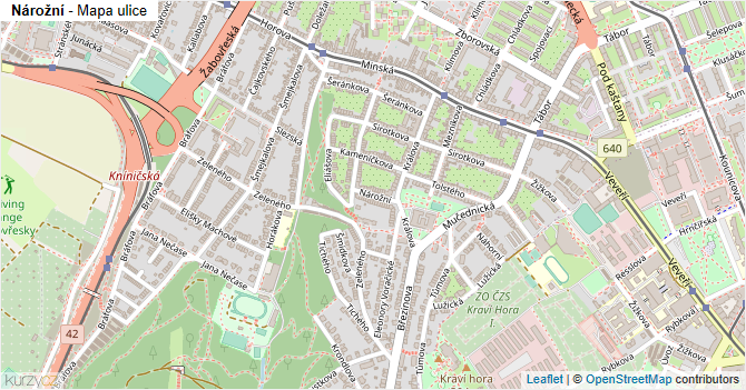 Nárožní - mapa ulice