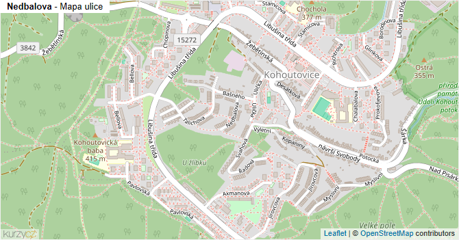 Nedbalova - mapa ulice
