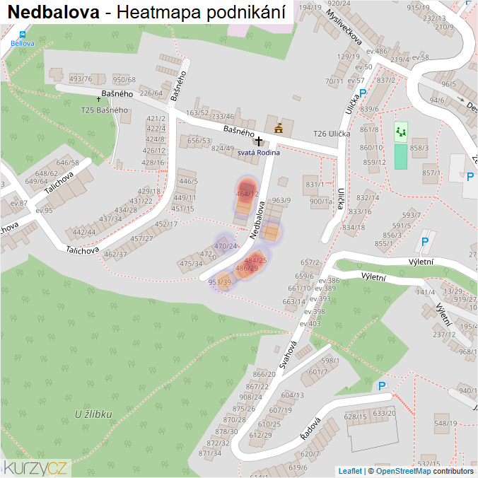 Mapa Nedbalova - Firmy v ulici.