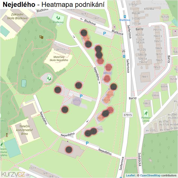 Mapa Nejedlého - Firmy v ulici.