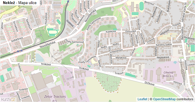 Neklež - mapa ulice