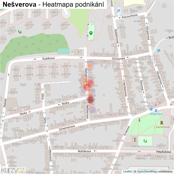 Mapa Nešverova - Firmy v ulici.