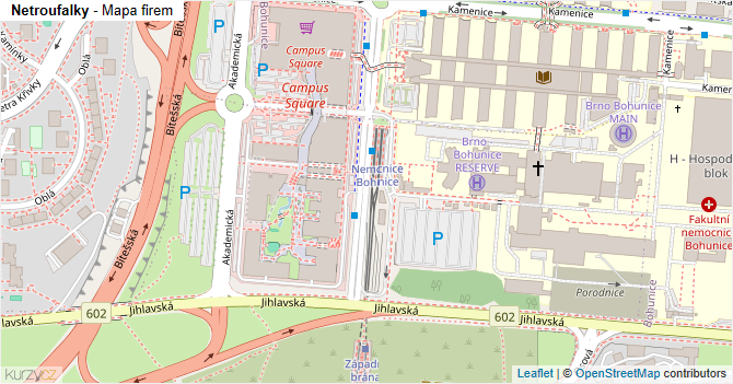Netroufalky - mapa firem