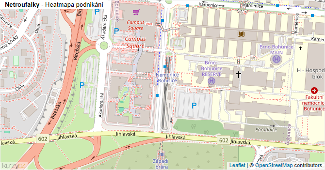 Netroufalky - mapa podnikání