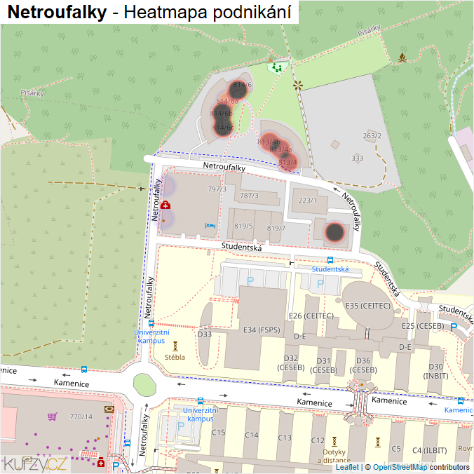Mapa Netroufalky - Firmy v ulici.