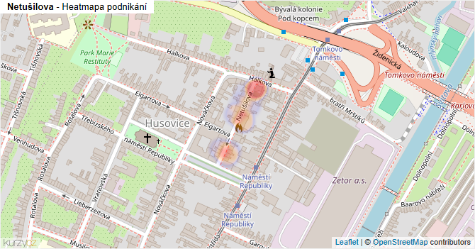 Netušilova - mapa podnikání