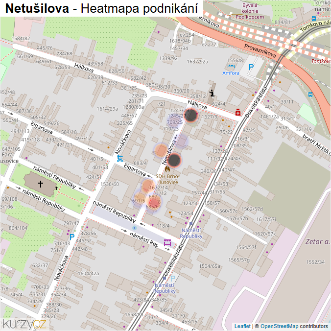 Mapa Netušilova - Firmy v ulici.