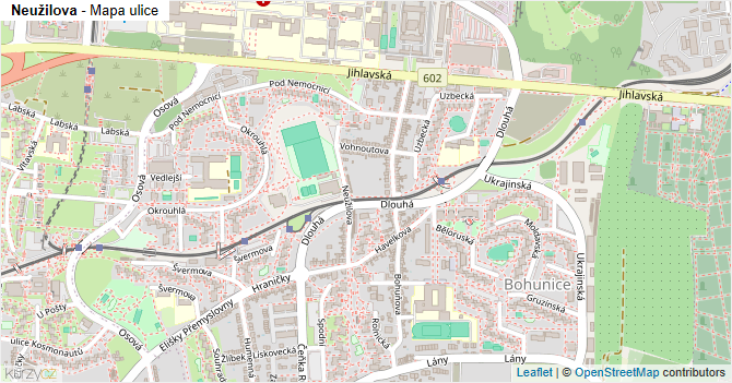 Neužilova - mapa ulice