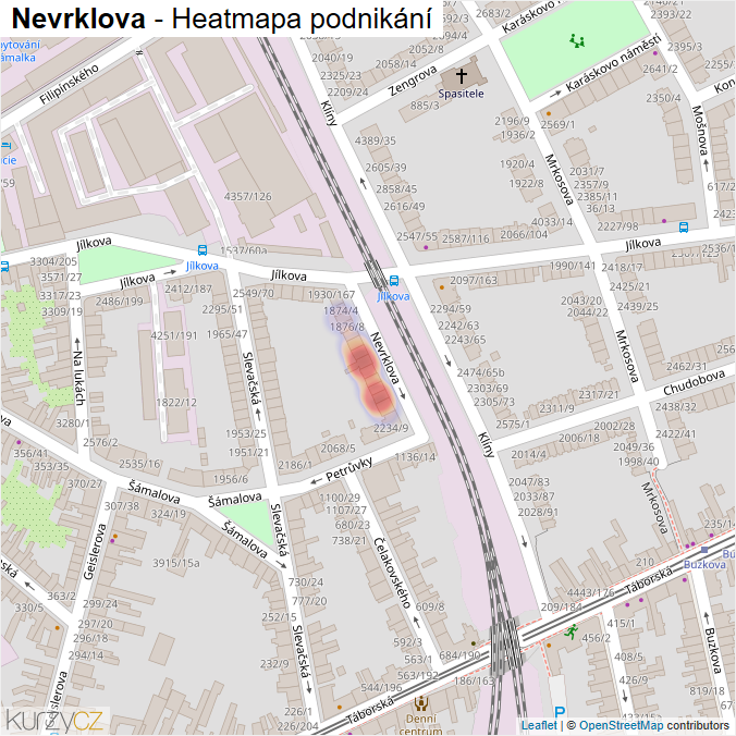 Mapa Nevrklova - Firmy v ulici.