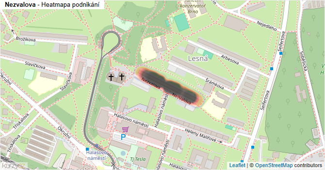 Nezvalova - mapa podnikání
