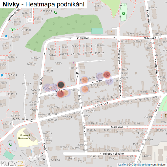 Mapa Nivky - Firmy v ulici.