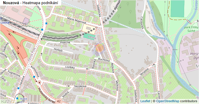 Nouzová - mapa podnikání