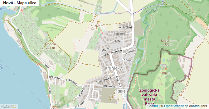 Nová - mapa ulice