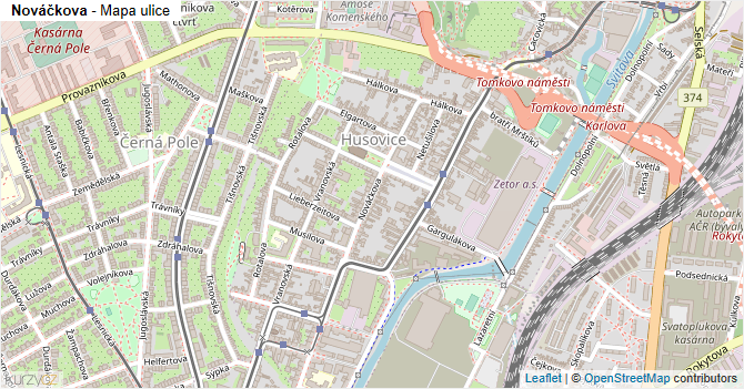 Nováčkova - mapa ulice