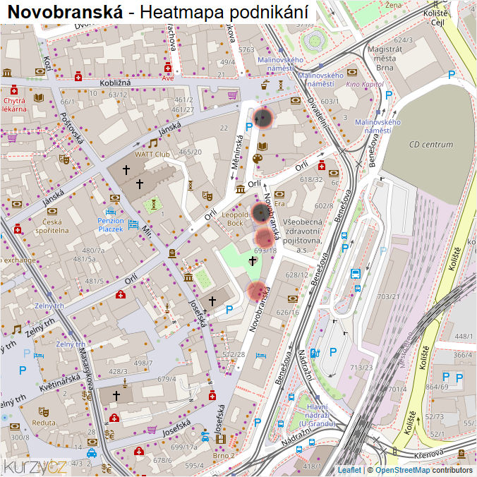 Mapa Novobranská - Firmy v ulici.