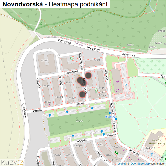 Mapa Novodvorská - Firmy v ulici.
