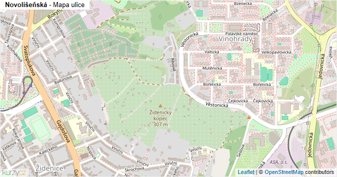 Novolíšeňská - mapa ulice