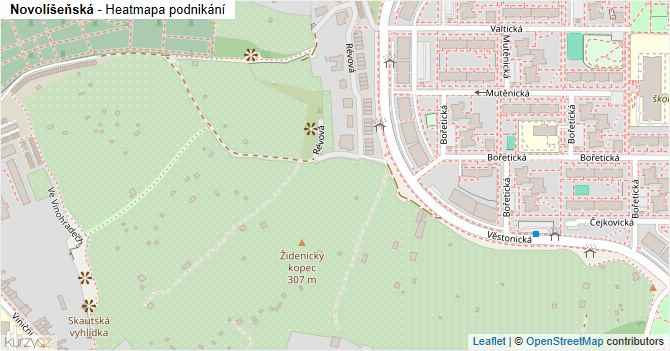 Novolíšeňská - mapa podnikání