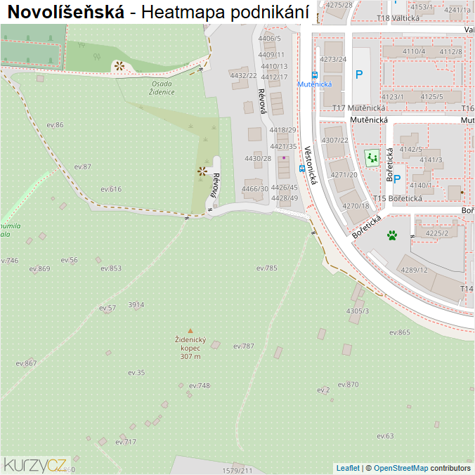 Mapa Novolíšeňská - Firmy v ulici.