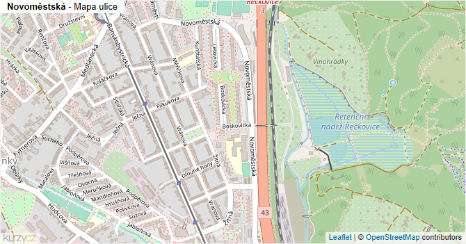 Novoměstská - mapa ulice