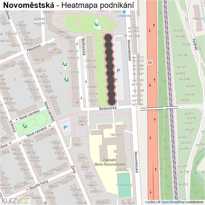 Mapa Novoměstská - Firmy v ulici.