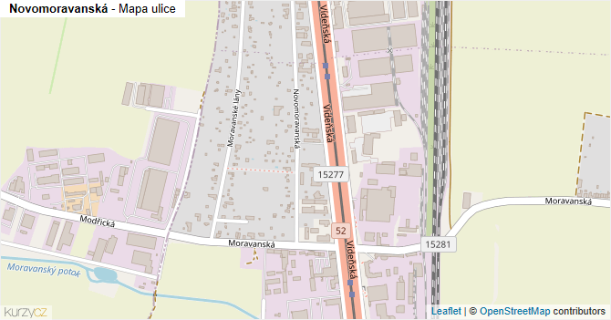 Novomoravanská - mapa ulice