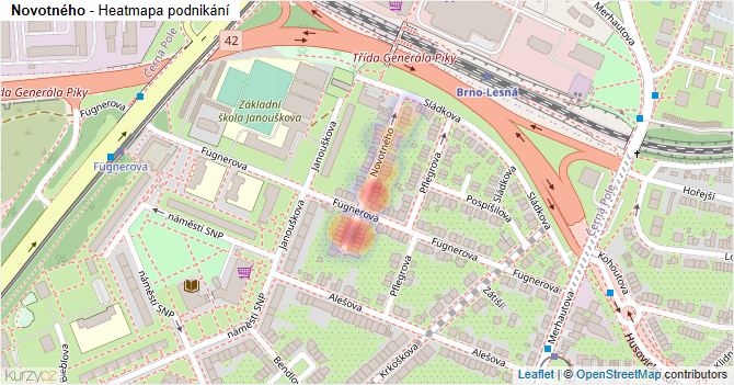 Novotného - mapa podnikání