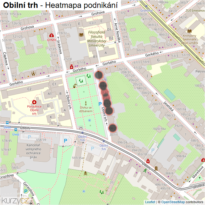 Mapa Obilní trh - Firmy v ulici.