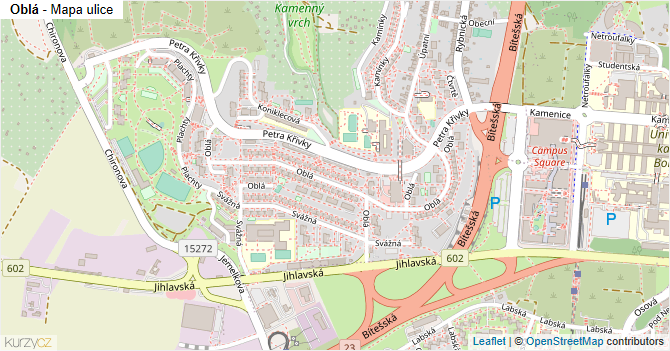 Oblá - mapa ulice