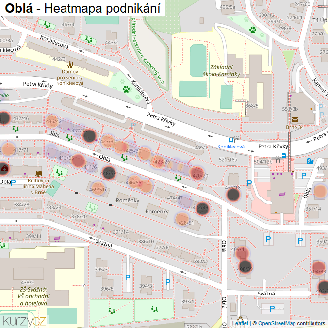 Mapa Oblá - Firmy v ulici.