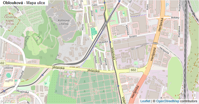 Oblouková - mapa ulice
