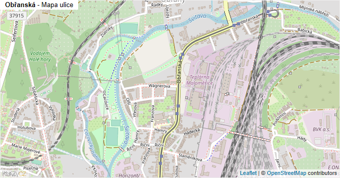 Obřanská - mapa ulice