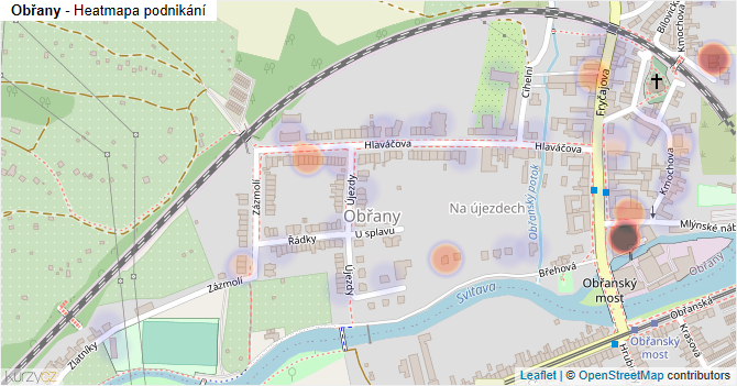 Obřany - mapa podnikání