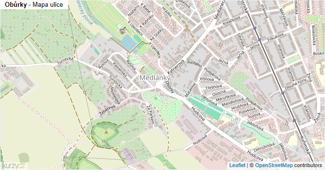 Obůrky - mapa ulice