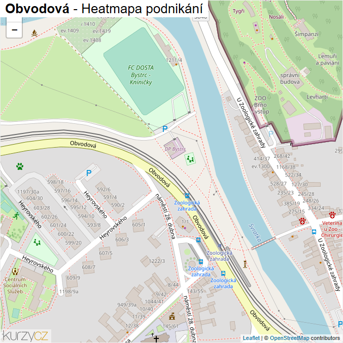 Mapa Obvodová - Firmy v ulici.
