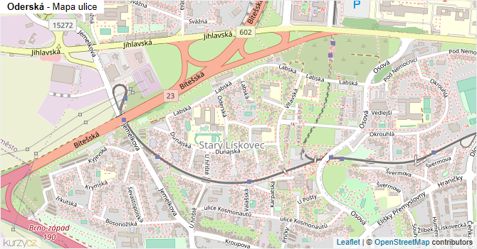 Oderská - mapa ulice