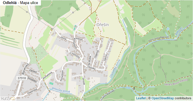 Odlehlá - mapa ulice