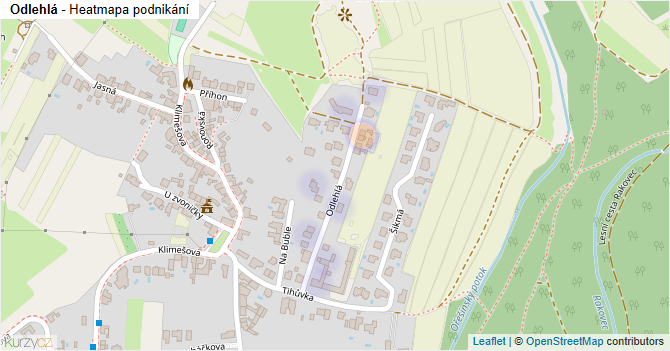 Odlehlá - mapa podnikání