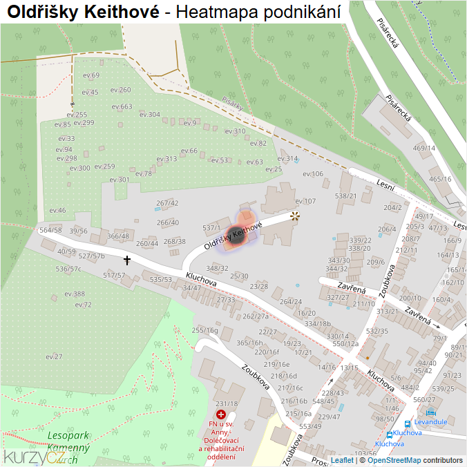 Mapa Oldřišky Keithové - Firmy v ulici.