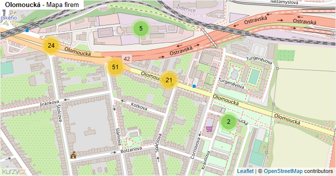 Olomoucká - mapa firem