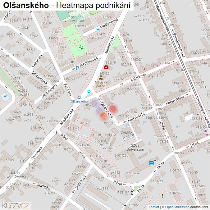 Mapa Olšanského - Firmy v ulici.