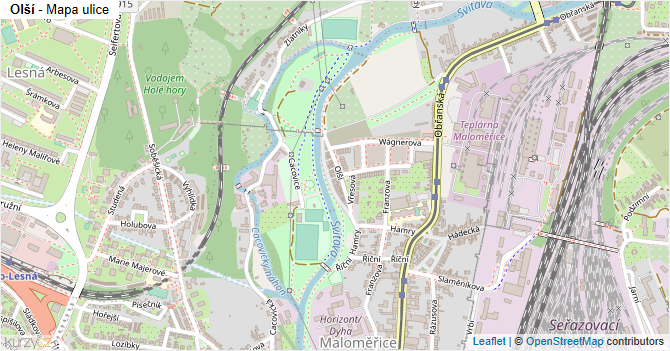 Olší - mapa ulice