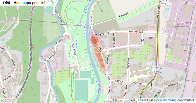 Olší - mapa podnikání