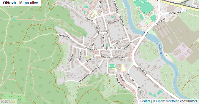 Olšová - mapa ulice