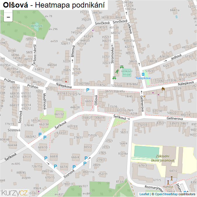 Mapa Olšová - Firmy v ulici.