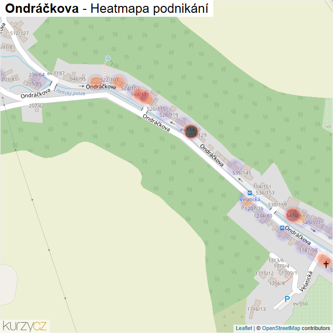 Mapa Ondráčkova - Firmy v ulici.