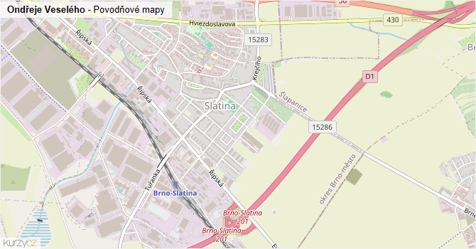 Ondřeje Veselého - záplavové mapy stoleté vody