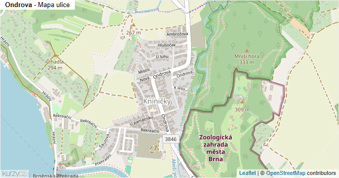 Ondrova - mapa ulice