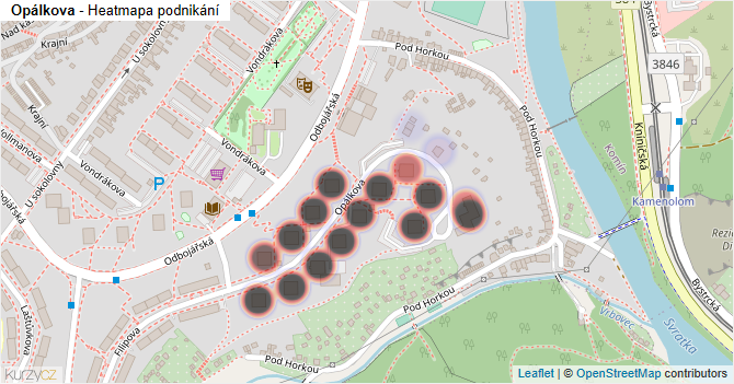 Opálkova - mapa podnikání