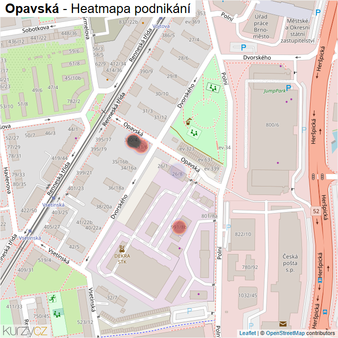Mapa Opavská - Firmy v ulici.